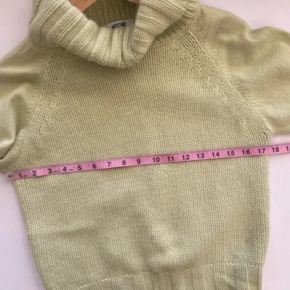 Moschino || Angora Blend Turtleneck Knit Sweater Light Green US 10 - Picture 6 of 9
